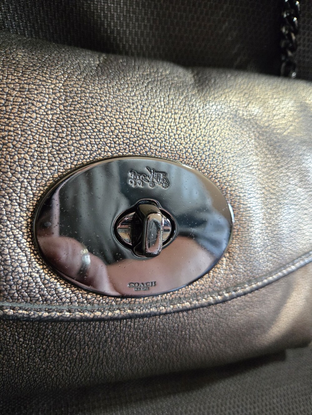 Coach Metallic Pewter Chain Strap Shoulder Bag/Clutch EUC - Picture 8 of 16